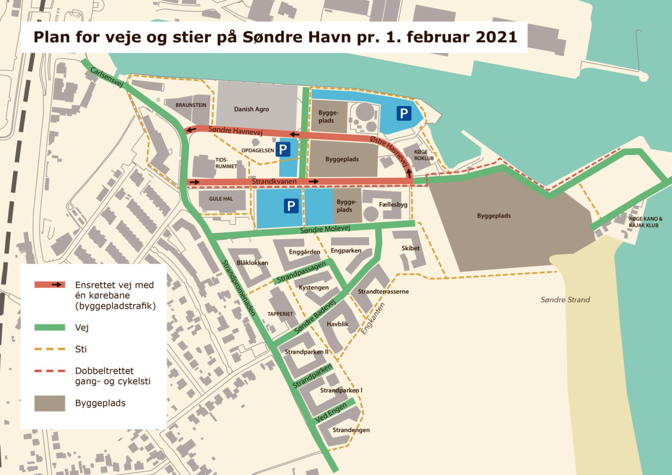 Trafikændringer for biler, cykler og gående på Søndre Havn